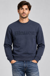 BLAUER Felpa Girocollo Con Logo Fronte e Manica Blu