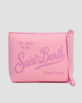 SAINT BARTH Pochette Aline In Scuba Cow West Basic Rosa