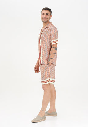 LACOSTE Coordinato Monogram Camicia mezze maniche e pantaloncino Salmone