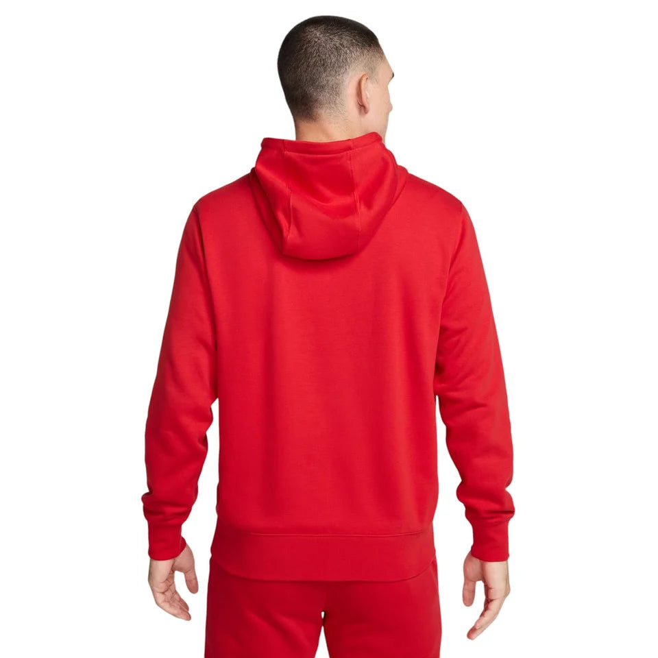 NIKE Felpa Con Cappuccio In Cotone Rosso/Bianco