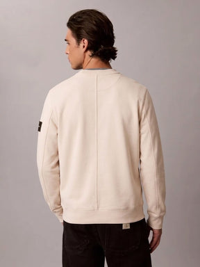 CALVIN KLEIN Felpa Girocollo Terry Misto Cotone Con Badge Sulla Manica Pantone 26/27