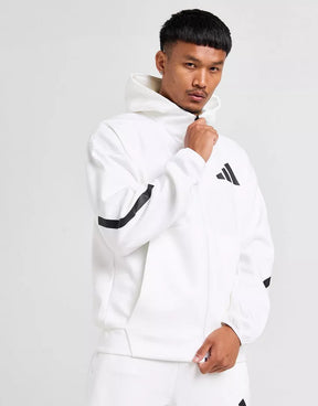 ADIDAS Tuta Completa Con Zip e Cappuccio Bianco/Nero