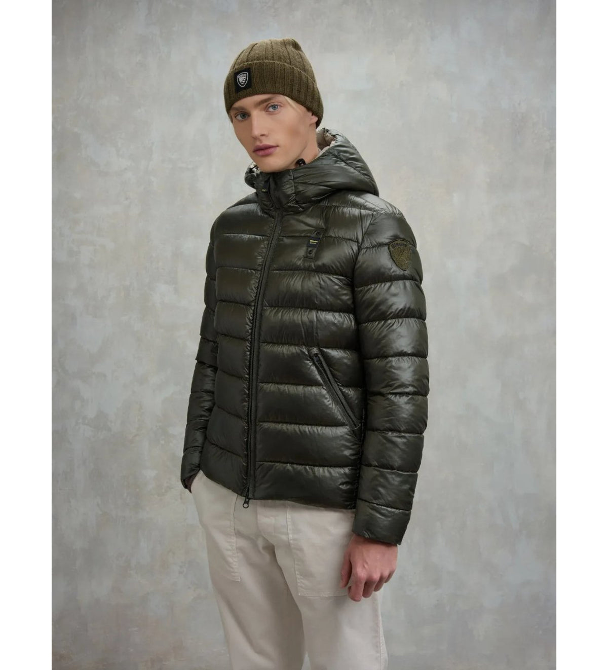 BLAUER Giubbotto Uomo Ovattato Invernale Fasciato Verde