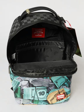 SPRAYGROUND x MONOPOLI Zaino In Pelle A Scacchi Con Fantasia Soldi Monopoli Nero/Multicolor