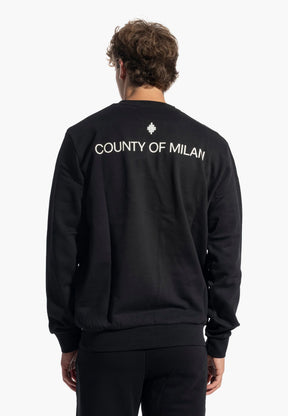 COUNTY OF MILAN Felpa Girocollo Marcelo Burlon Nara Con Logo Ricamato e Stampa Retro