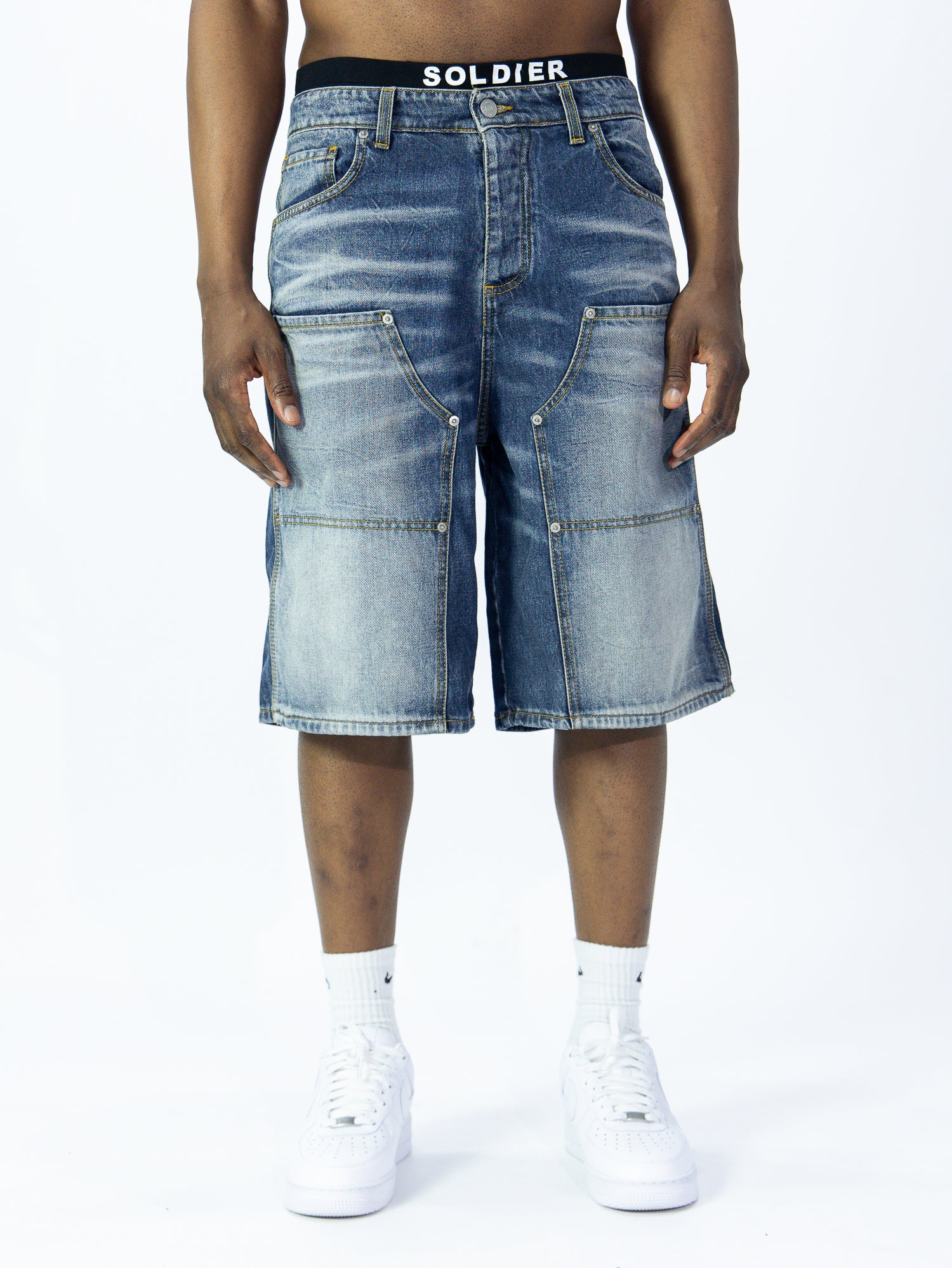 SOLDIER Bermuda Jorts Jeans In Denim Modello Carpenter Blu Scuro