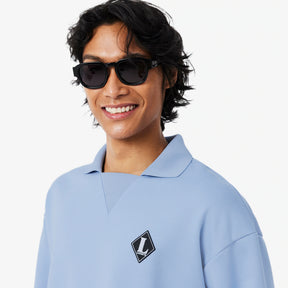 LACOSTE Felpa con collo a polo Con Logo Cucito Azzurra
