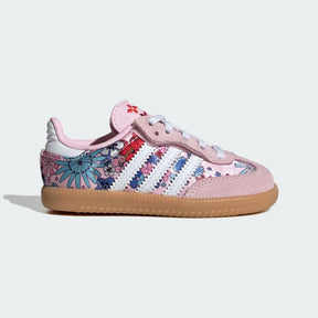 Adidas Samba “Liberty London” Baby Bambina Con Laccio Elastico Floreale Rosa Strisce Bianche