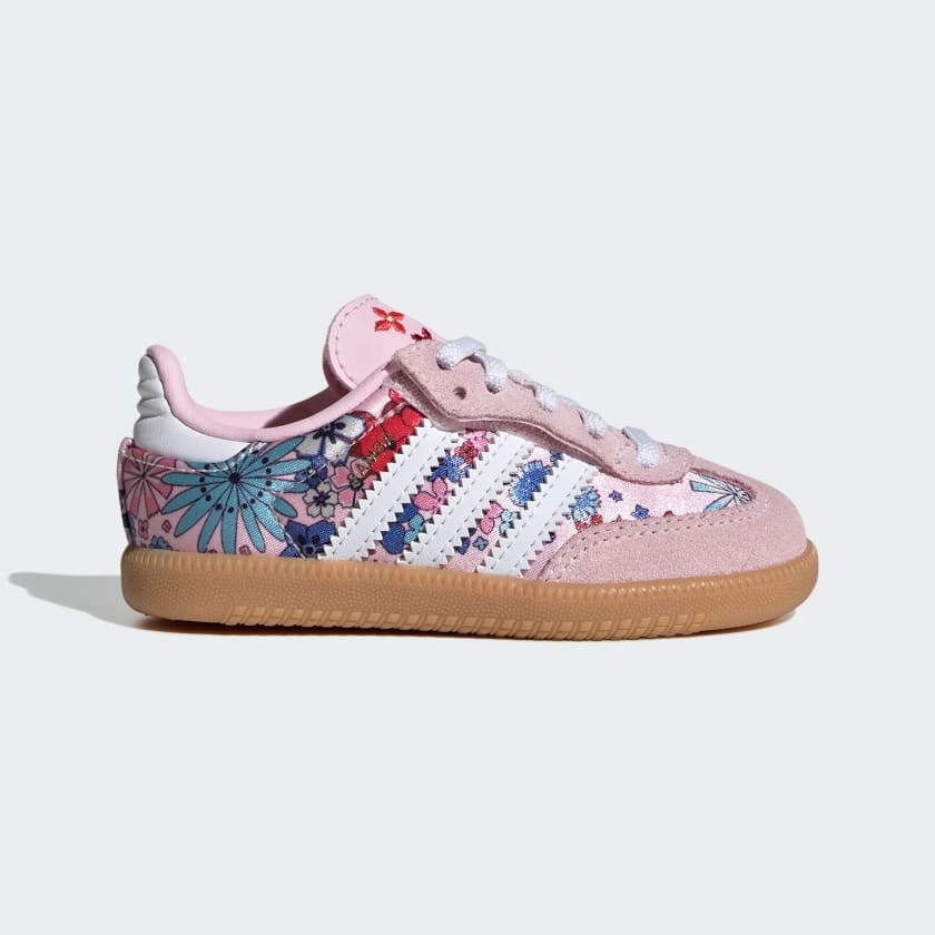 Adidas Samba “Liberty London” Baby Bambina Con Laccio Elastico Floreale Rosa Strisce Bianche