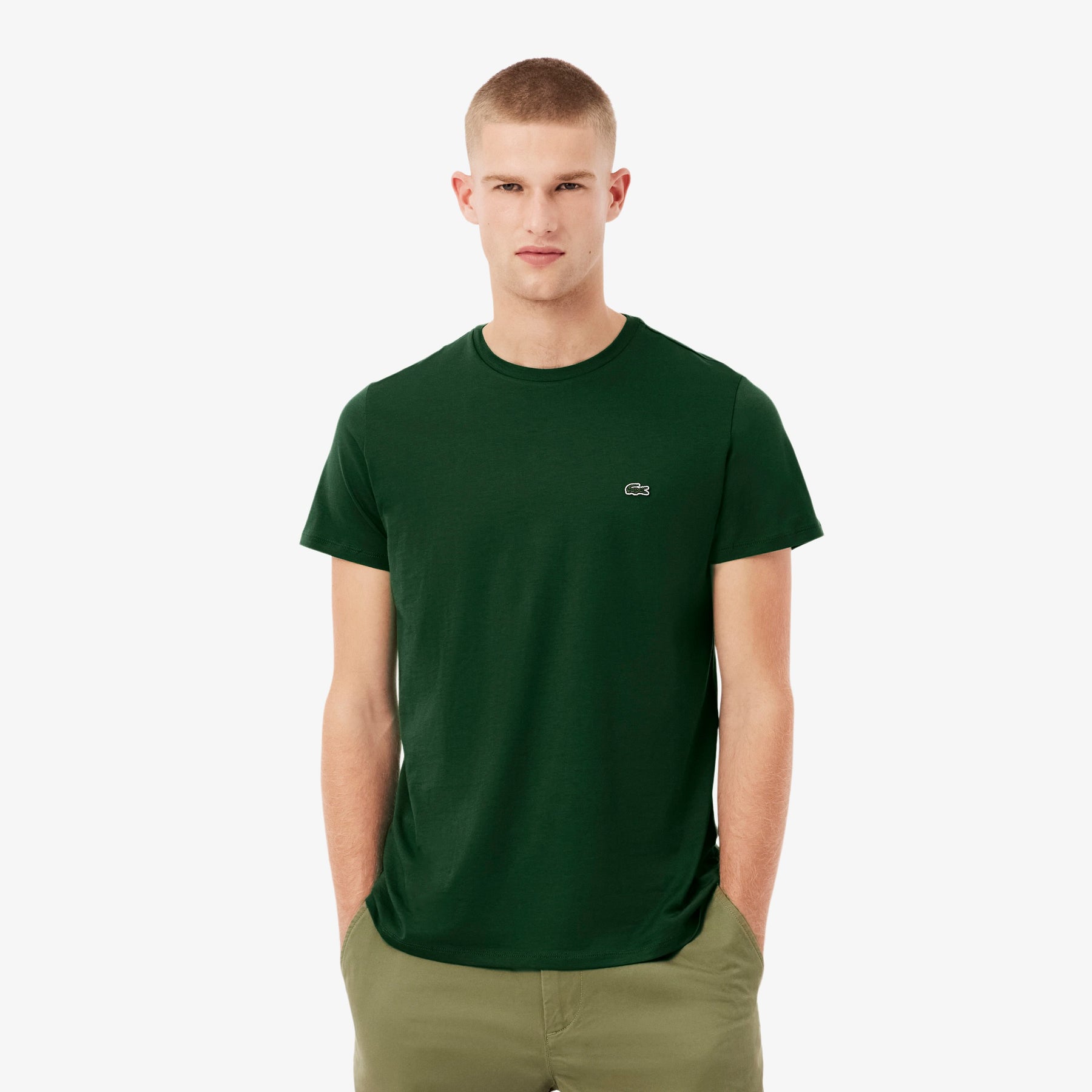 LACOSTE T-Shirt Basic In Cotone Pima Verde