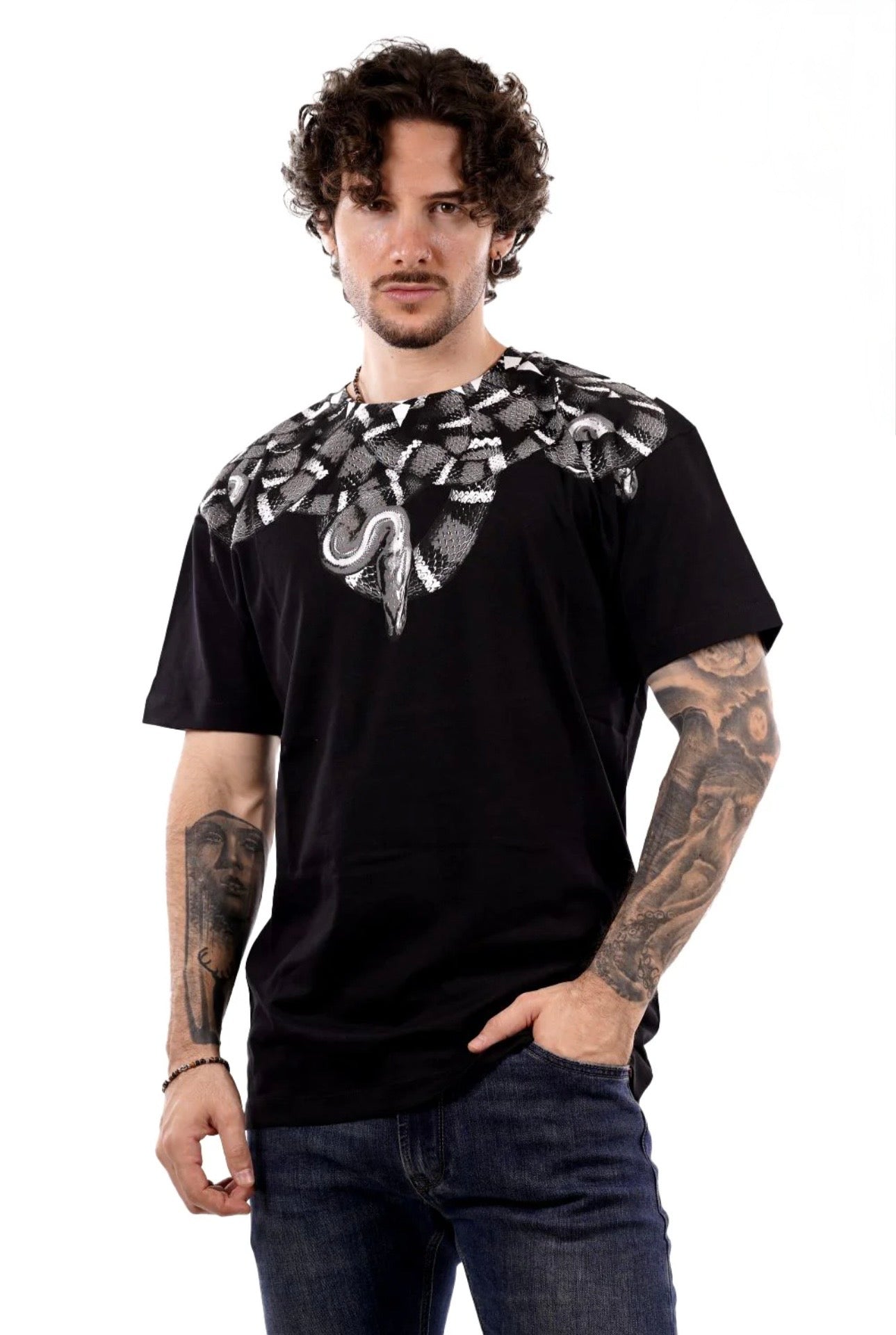 MARCELO BURLON COUNTY OF MILAN T-Shirt Con Stampa Serpente Nera
