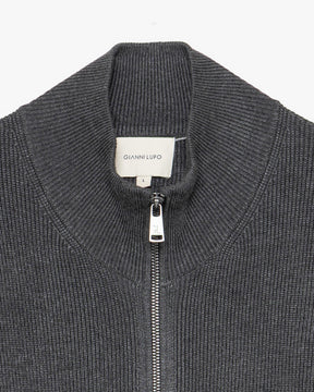 GIANNI LUPO Cardigan Con Collo a Imbuto e Zip Grigio