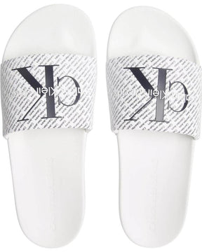 CALVIN KLEIN Ciabatta Bianca Con Fascia Logata