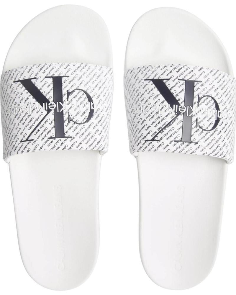 CALVIN KLEIN Ciabatta Bianca Con Fascia Logata