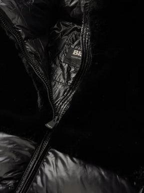 BLAUER Giubbotto Donna Ovattato Invernale Fasciato Con Pelliccia a Metà Nero