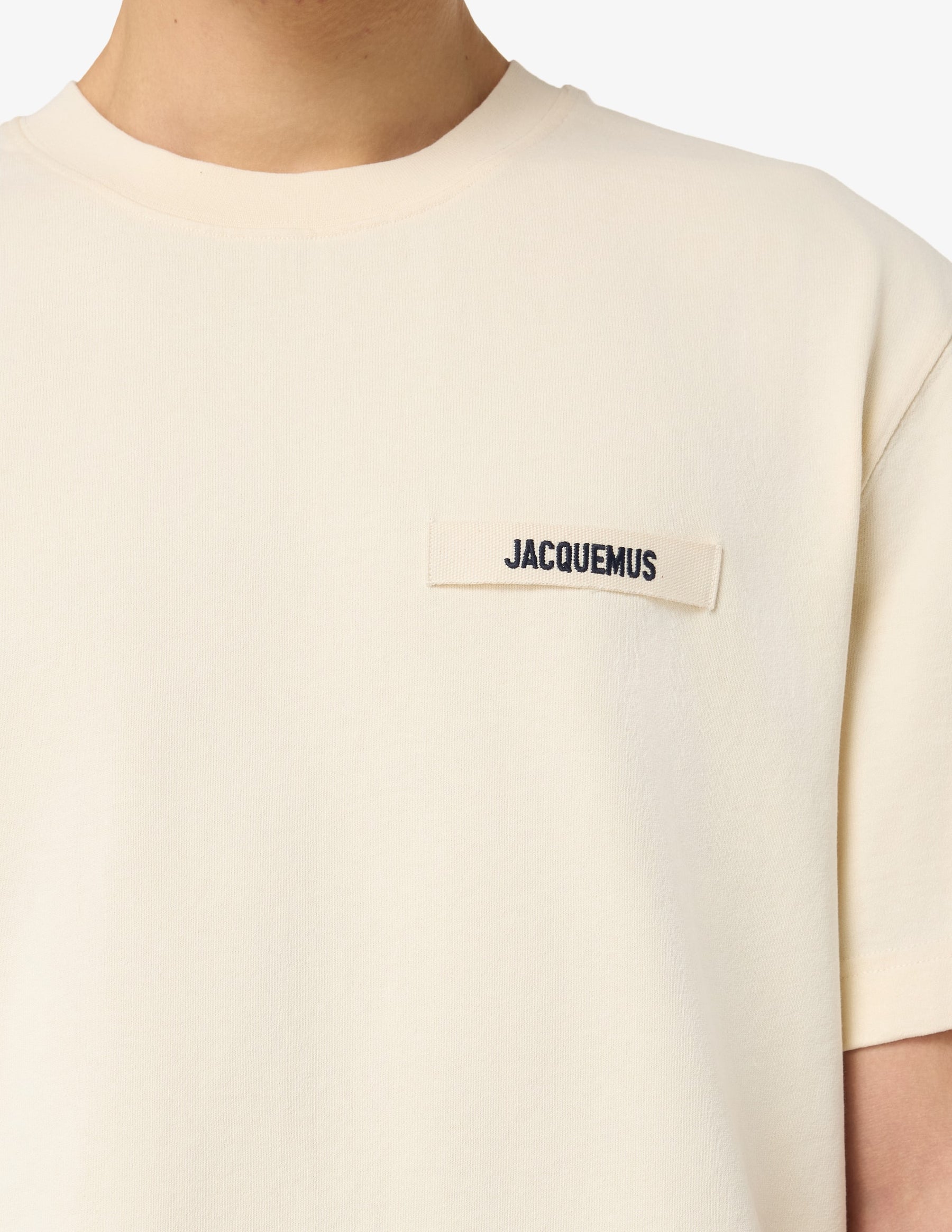 JACQUEMUS T-Shirt In Cotone Con Logo In Rilievo Beige