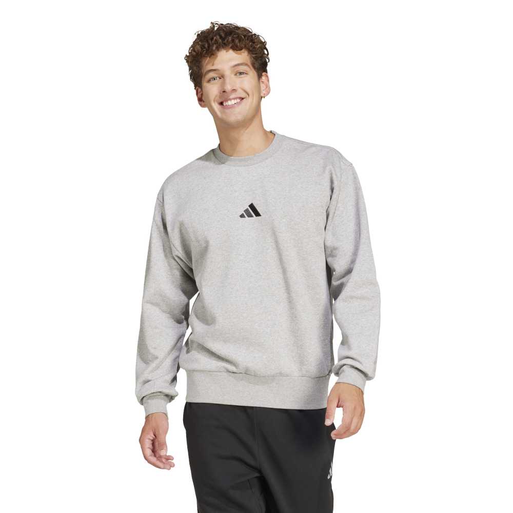 ADIDAS Felpa Girocollo Grigia Con Logo Centrale Nero