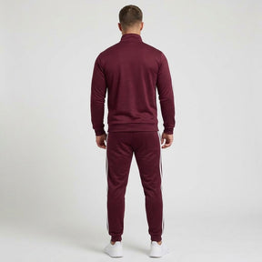 ADIDAS Tuta Completa Acetata Con Zip Senza Cappuccio Bordeaux Con Bande Laterali Bianche