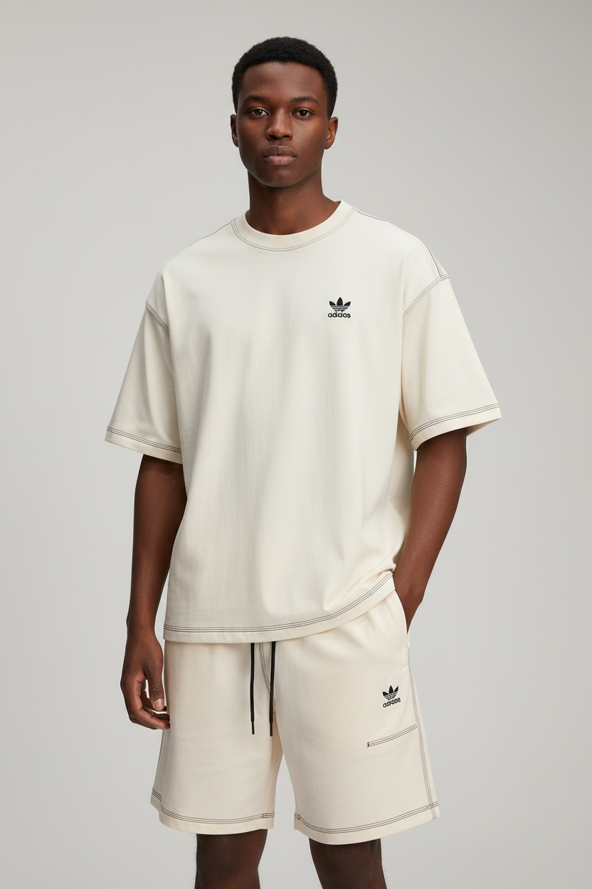 Adidas Originals Completino Uomo Beige Cuciture a Contrasto