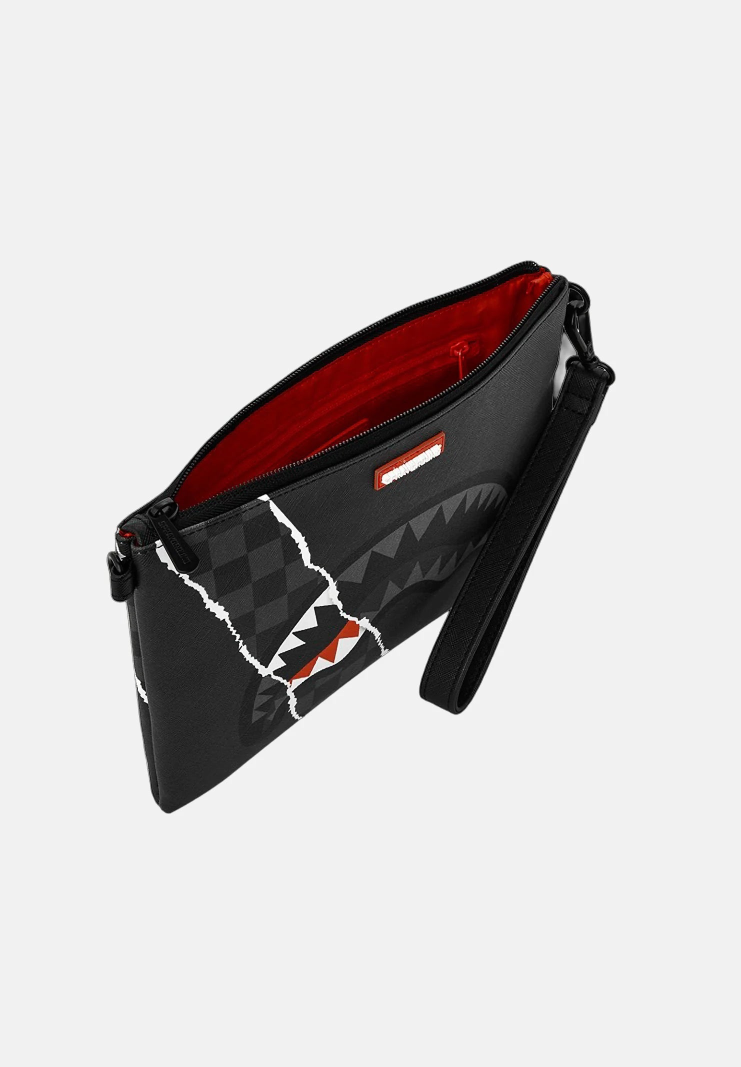 SPRAYGROUND Pochette/Tracolla RIP SHARK nera con grafica Shark Mouth strappata Nero