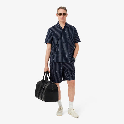 LACOSTE Coordinato Camicia Mezze Maniche e Pantaloncino Rigato Nero