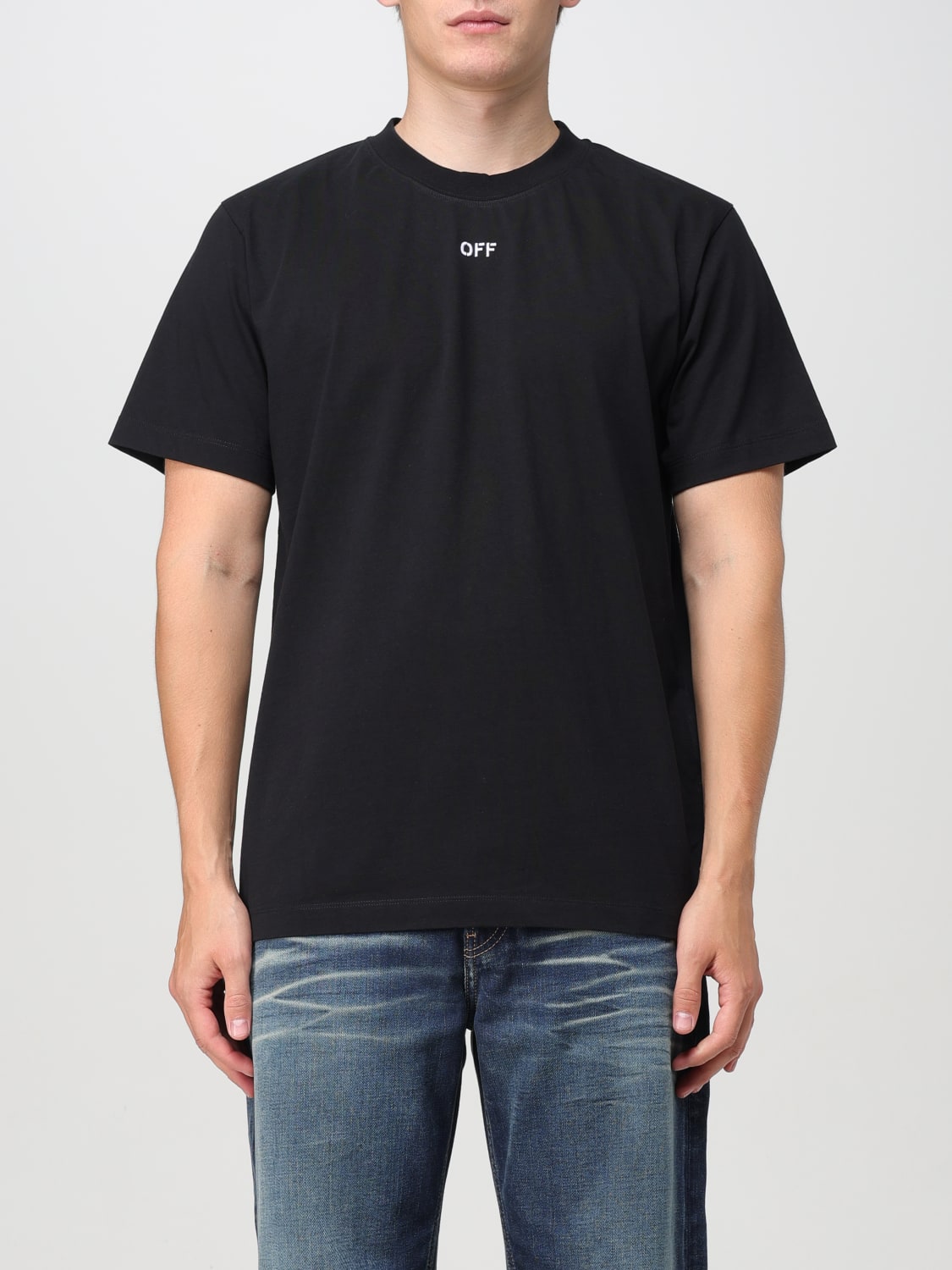 OFF-WHITE T-shirt Logo Avanti Stampa Retro Nera e Bianca