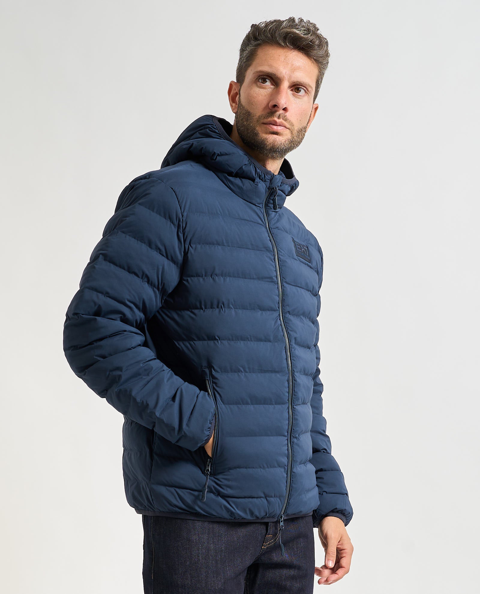 EMPORIO ARMANI Giubbotto Invernale Piumino Senza Cappuccio Blu