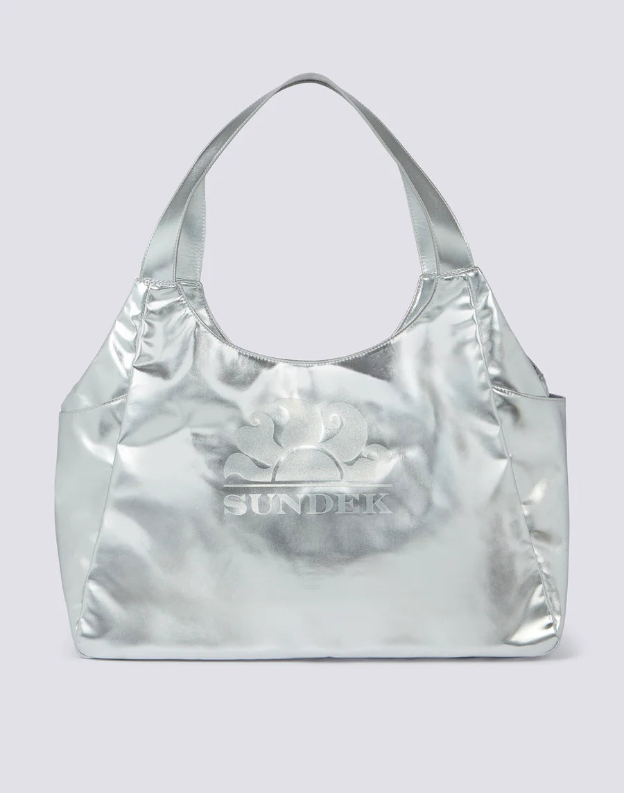 SUNDEK Borsa Da Mare Laminata Con Logo Silver