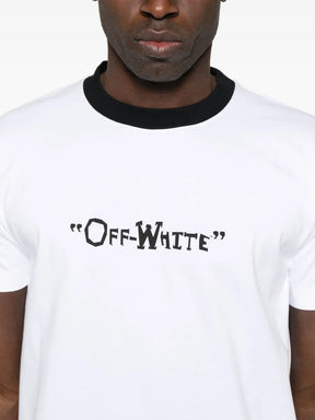 OFF-WHITE T-shirt Stampa centrale Con Colletto Nero Bianca