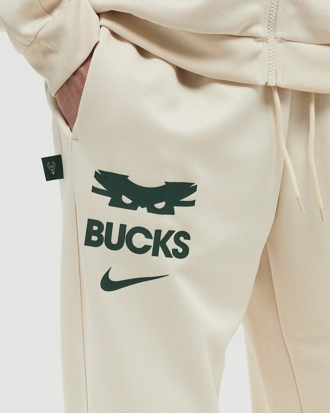 NIKE NBA x MILWAUKEE BUCKS Tuta Acetata Beige e Verde