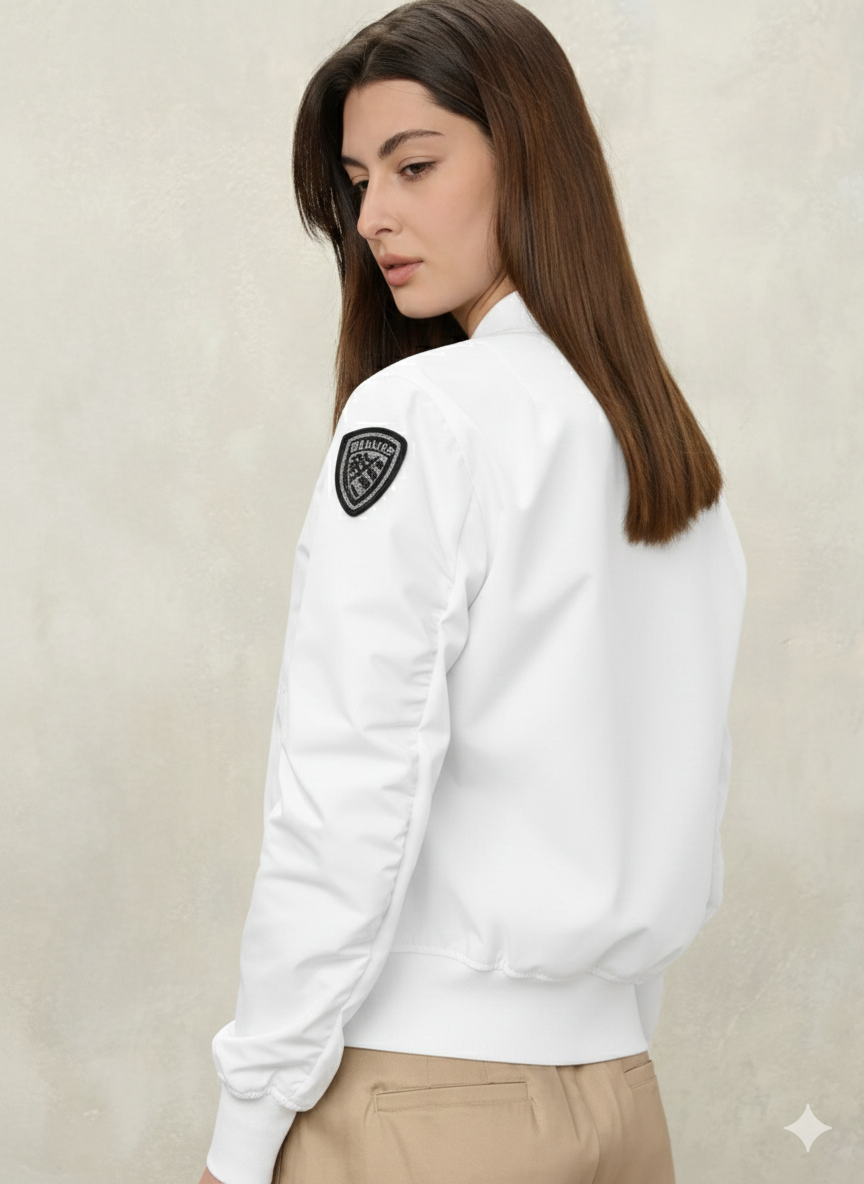 BLAUER Laurie Antivento Donna In Nylon Senza Cappuccio Con Zip Bianco