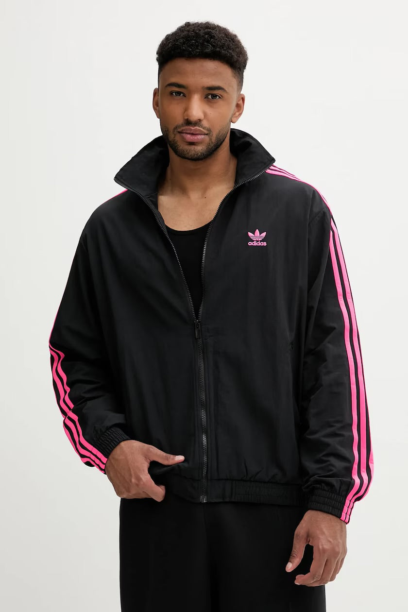 ADIDAS ORIGINALS Tuta In Microfibra Con Zip Senza Cappuccio Con Strisce Laterali Nera/Rosa Fluo 25/26