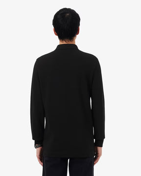 LACOSTE Polo a Maniche Lunghe Regular In Piquè Elasticizzato Nera