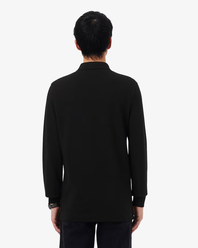 LACOSTE Polo a Maniche Lunghe Regular In Piquè Elasticizzato Nera