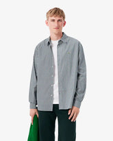 LACOSTE Camicia Regular Fit A Righe Verde/Bianco