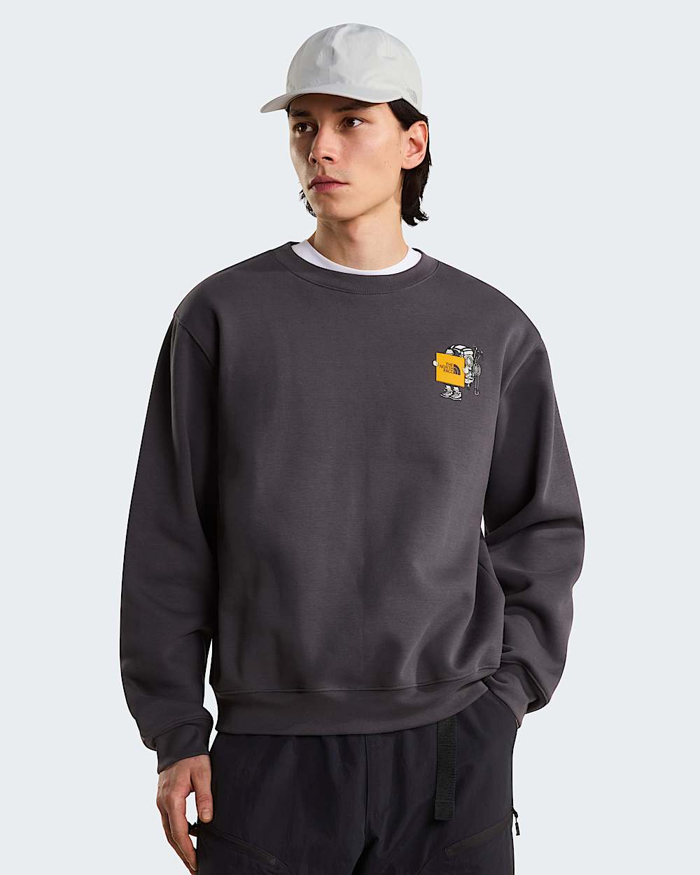 THE NORTH FACE Felpa Girocollo Con Grafica Frontale e Sul Retro Nera/Gialla 26/27