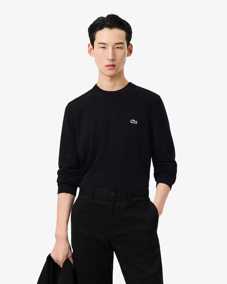 LACOSTE Maglioncino Basic In Cotone Nero