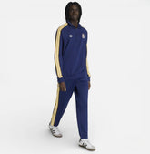 ADIDAS ORIGINALS Tuta Completa Real Madrid Mezza Zip Blu con Strisce Bianche/Gialle