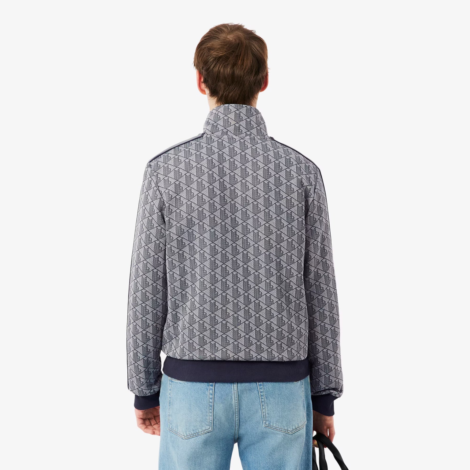 LACOSTE Monogram Felpa Con Zip Grigia e Nera