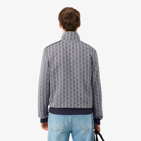 LACOSTE Monogram Felpa Con Zip Grigia e Nera