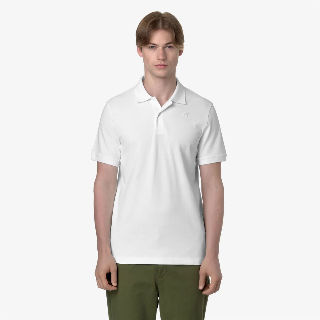 K-WAY Polo Amede Pique Logo Tono Su Tono Bianca