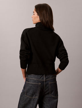 CALVIN KLEIN Donna Maglione a Collo Alto Con Logo Frontale Nero