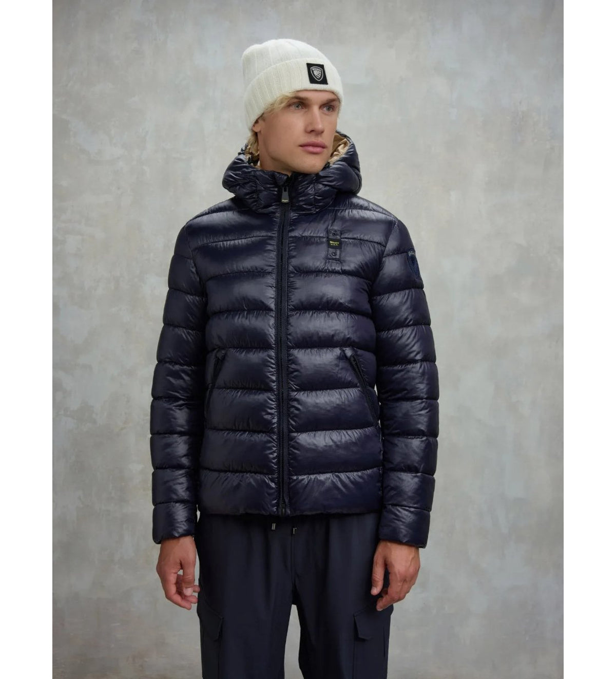 BLAUER Giubbotto Uomo Ovattato Invernale Fasciato Blu