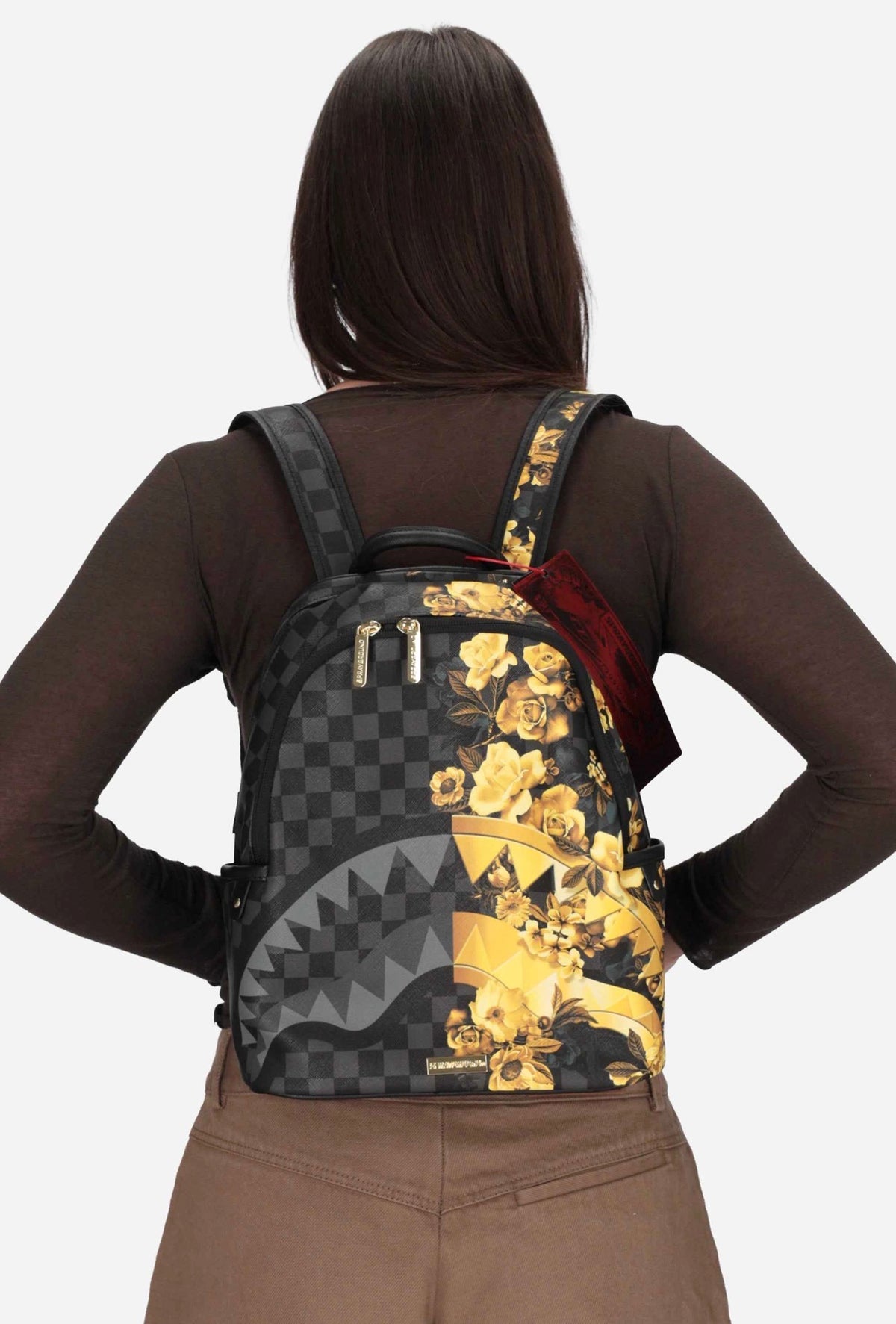 SPRAYGROUND Zaienetto In Pelle GOLD FLORAL REMIX SAVAGE Nero