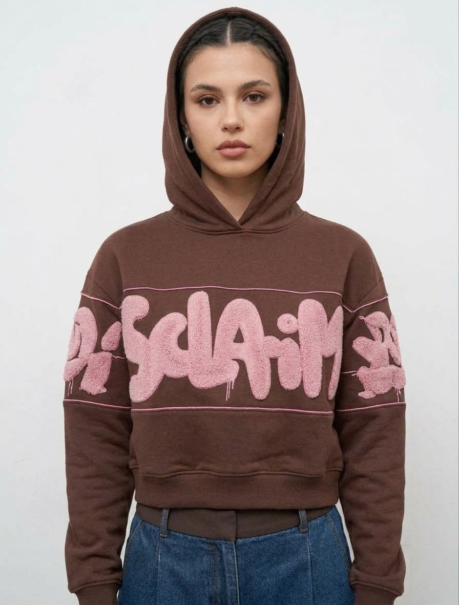 DISCLAIMER Felpa Con Cappuccio Donna Marrone/Rosa