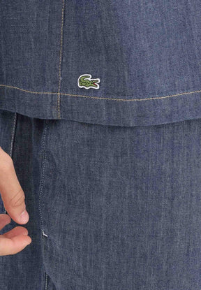 LACOSTE Coordinato Jeansato Camicia Mezze Maniche e Pantaloncino Jeansato Scuro