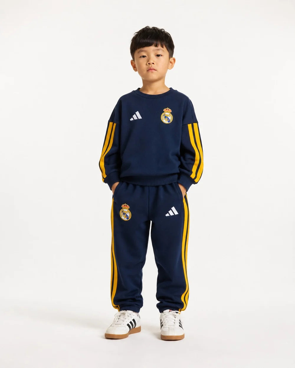 ADIDAS Tuta Felpata Bambino/Bambina Real Madrid Blu/Gialla