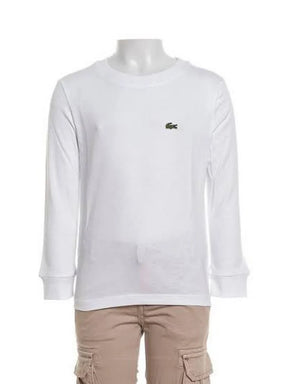 LACOSTE T-Shirt Manica Lunga Bambino Bianco