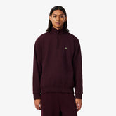 LACOSTE Felpa In Tessuto Felpato Collo Alto Mezza Zip Bordeux