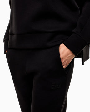 EMPORIO ARMANI DONNA TUTA LOGO SERIES IN INTERLOCK DI COTONE NERA